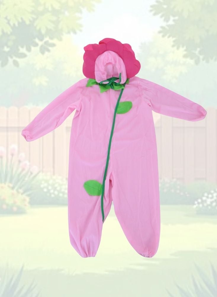 بريميم زيّ زهرة لطيف للأطفال - فستان زهري وردي اللون مناسب للمناسبات المدرسية والحفلات التنكرية - Image 4